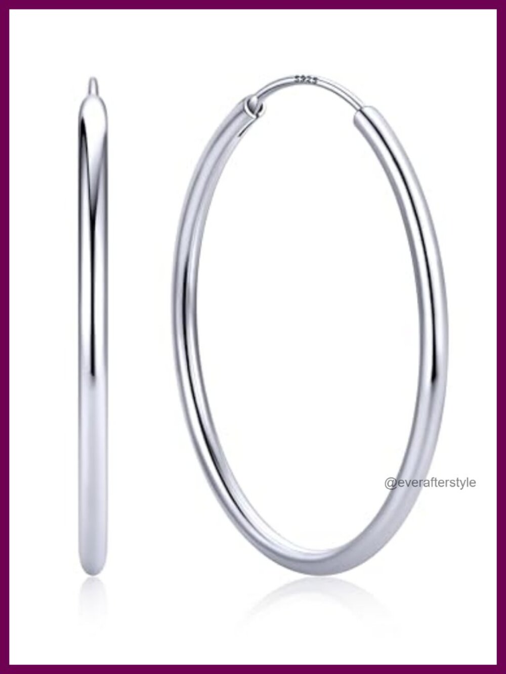 Sterling Silver Hoop Earrings for Women, 40mm Hypoallergenic Gold Plated